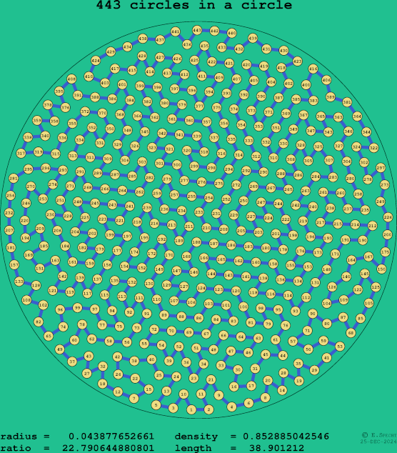 443 circles in a circle