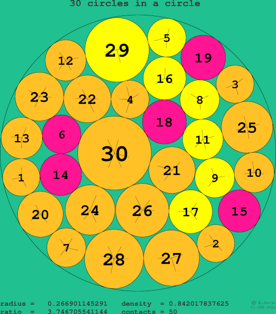 30 circles in a circle