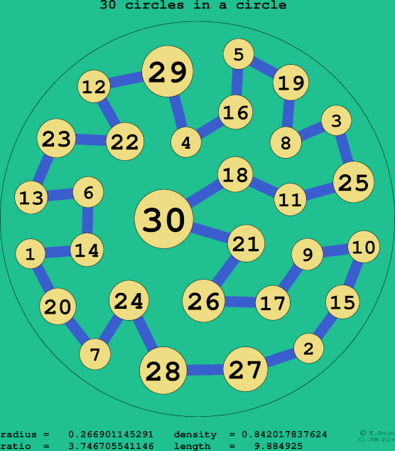 30 circles in a circle