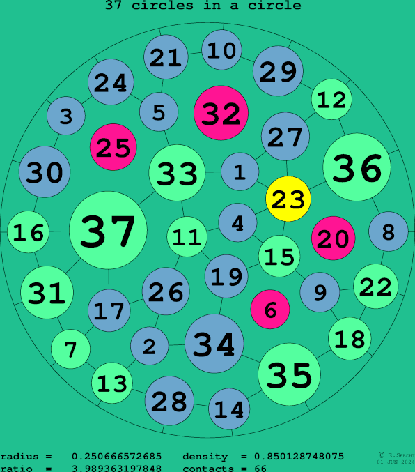 37 circles in a circle