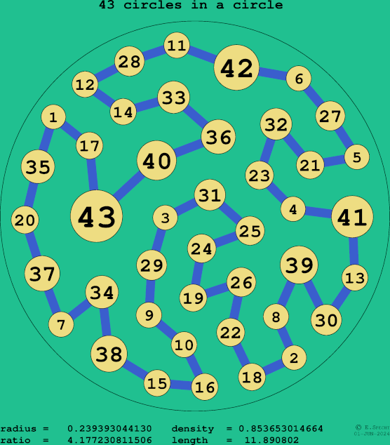 43 circles in a circle