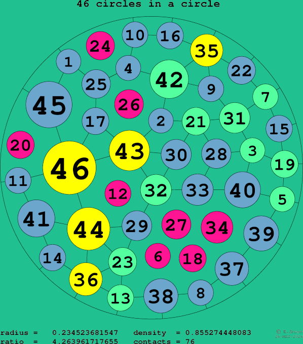 46 circles in a circle