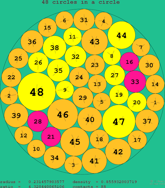 48 circles in a circle