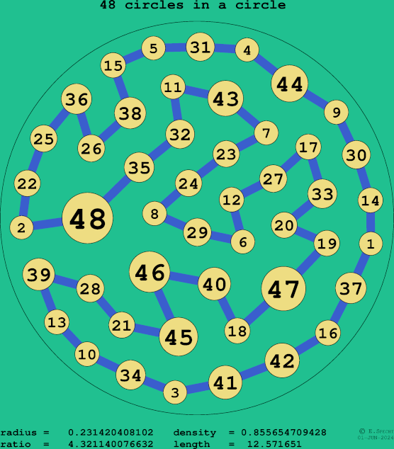 48 circles in a circle