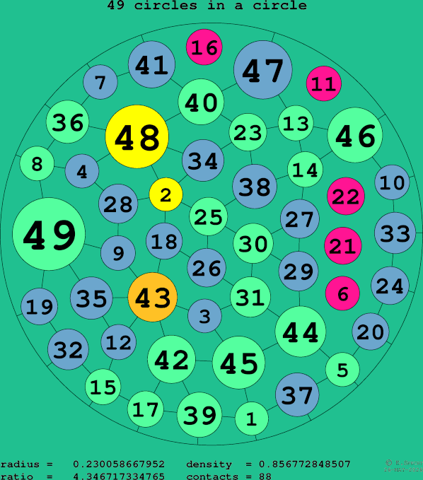 49 circles in a circle
