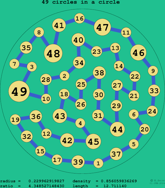 49 circles in a circle
