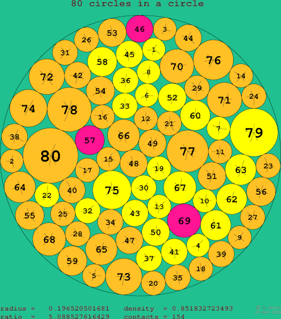 80 circles in a circle