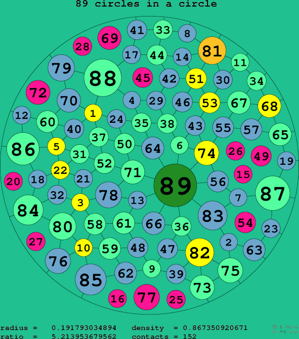 89 circles in a circle