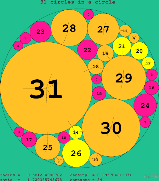 31 circles in a circle