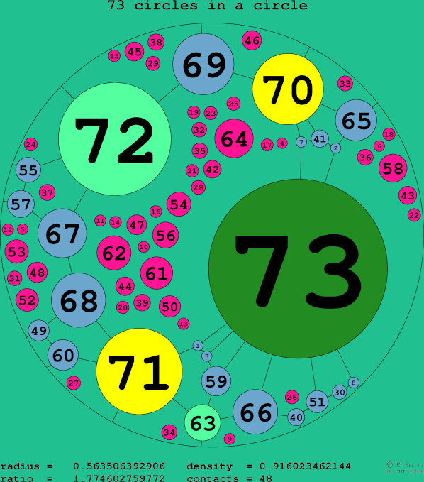 73 circles in a circle