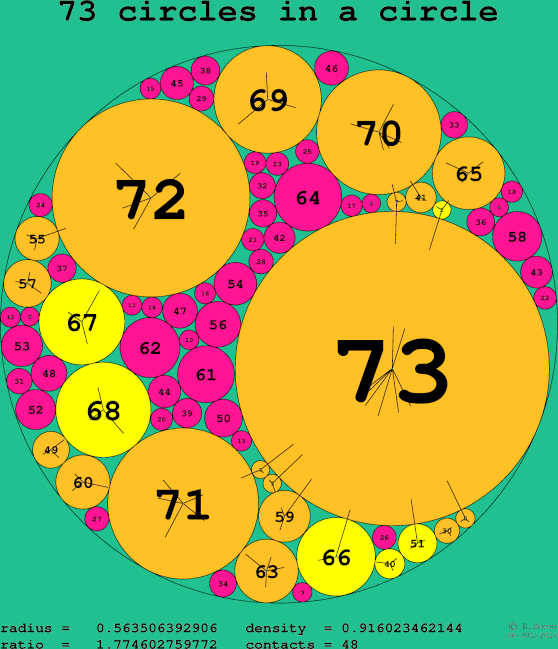 73 circles in a circle