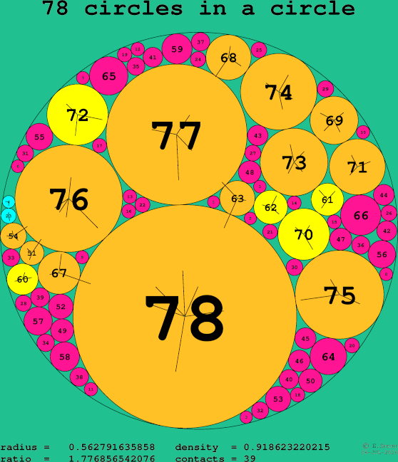 78 circles in a circle