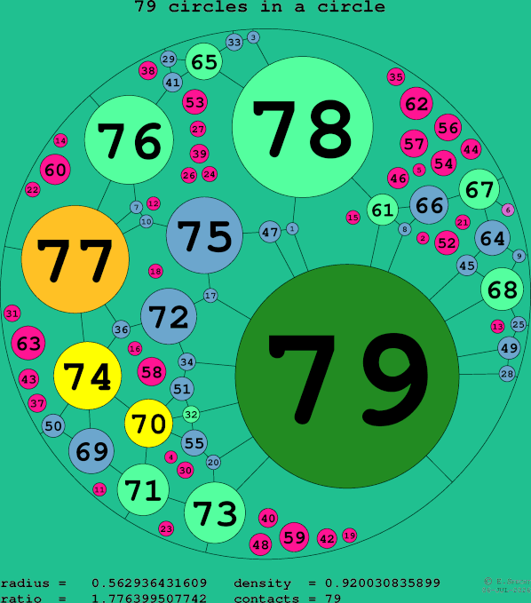 79 circles in a circle