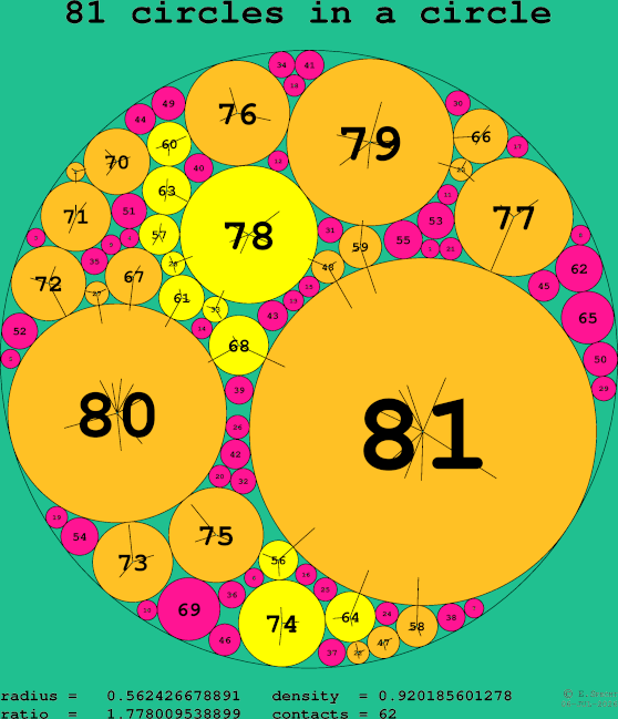 81 circles in a circle