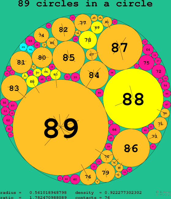 89 circles in a circle