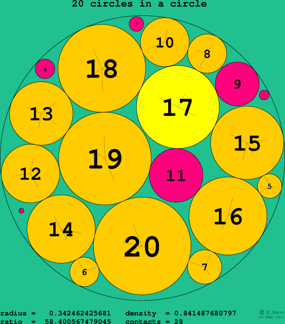 20 circles in a circle