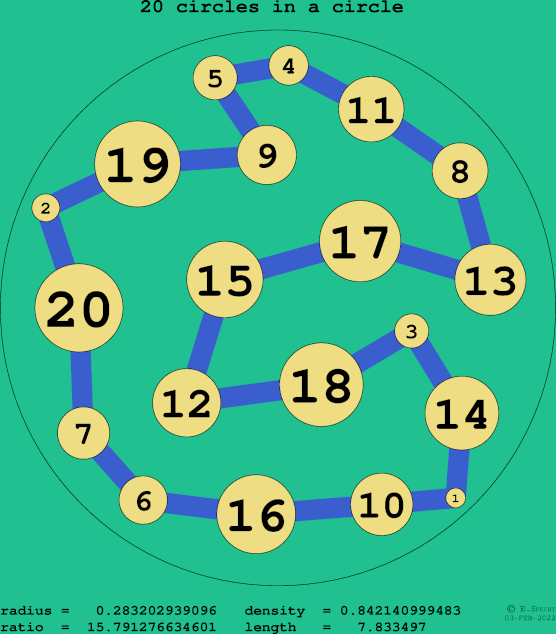 20 circles in a circle