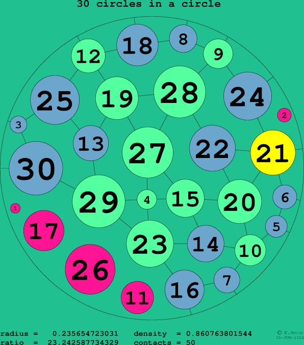 30 circles in a circle