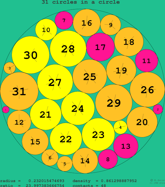 31 circles in a circle