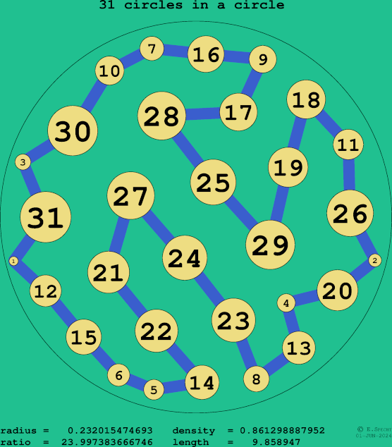 31 circles in a circle