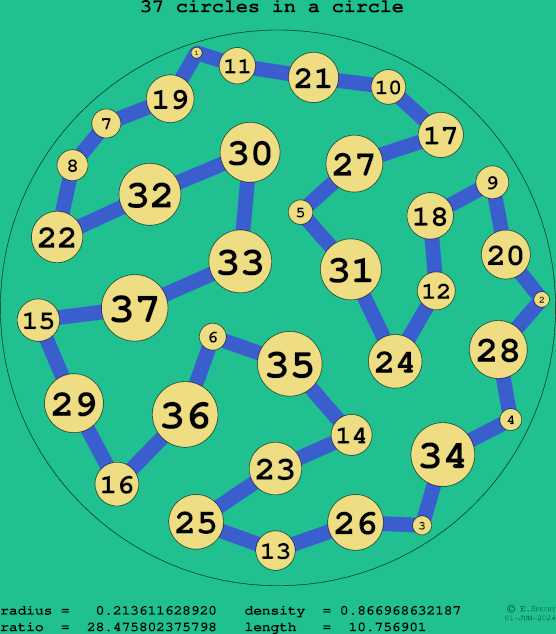 37 circles in a circle