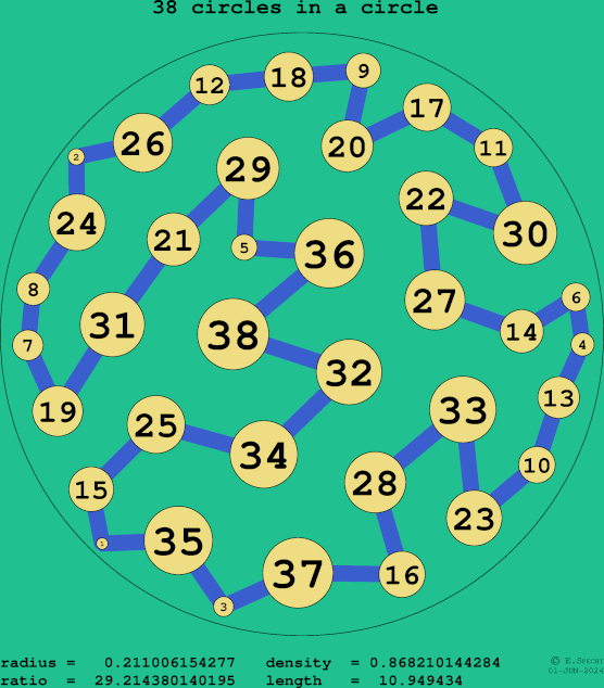 38 circles in a circle