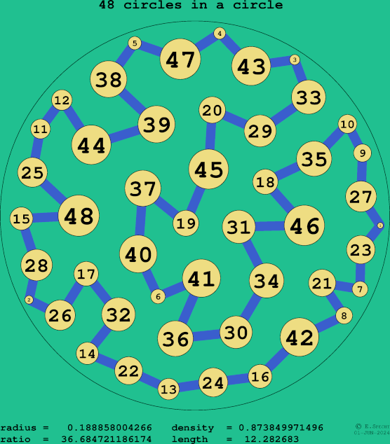 48 circles in a circle