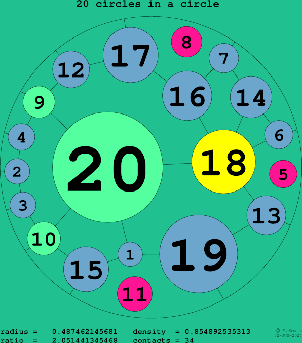 20 circles in a circle