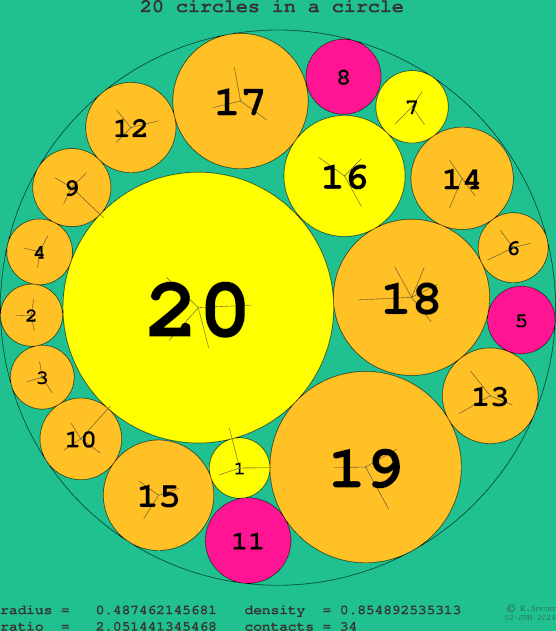 20 circles in a circle