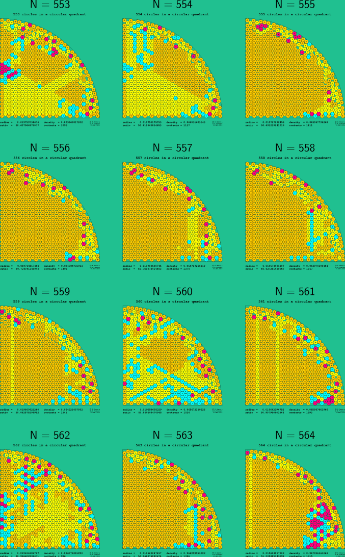 553-564 circles in a circular quadrant