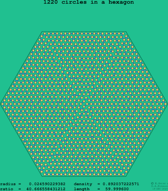1220 circles in a regular hexagon
