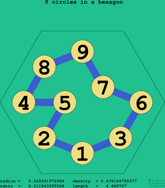 9 circles in a regular hexagon