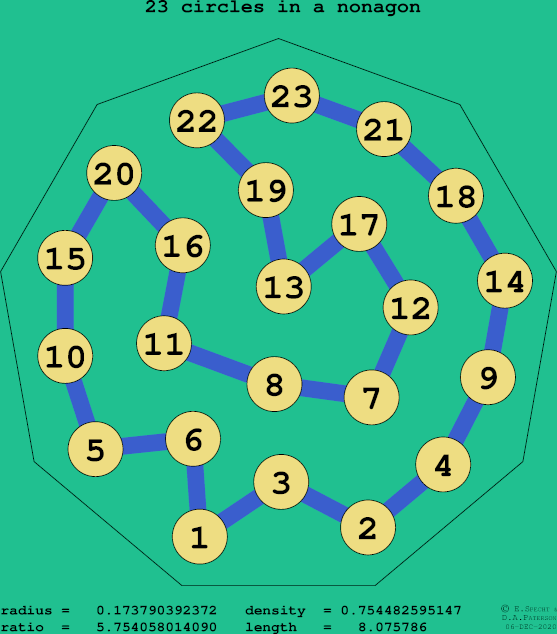23 circles in a regular nonagon
