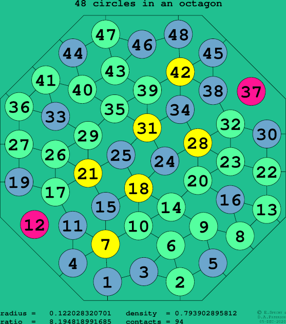 48 circles in a regular octagon