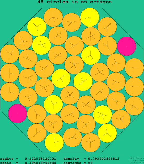48 circles in a regular octagon