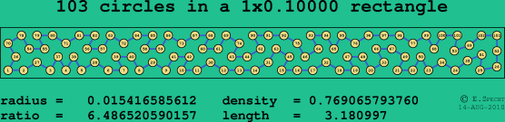 103 circles in a rectangle