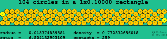 104 circles in a rectangle