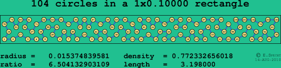 104 circles in a rectangle