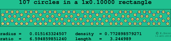 107 circles in a rectangle