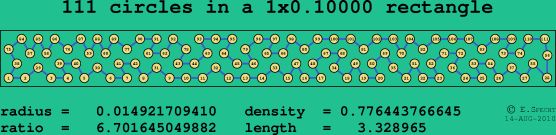 111 circles in a rectangle