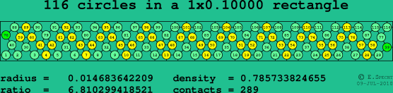 116 circles in a rectangle