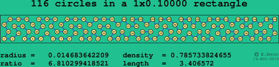 116 circles in a rectangle