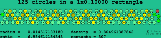 125 circles in a rectangle