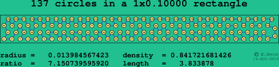 137 circles in a rectangle