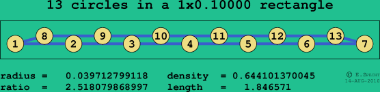 13 circles in a rectangle