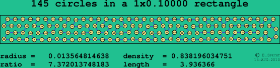 145 circles in a rectangle