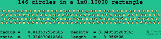 146 circles in a rectangle