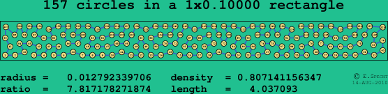 157 circles in a rectangle