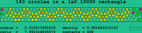 163 circles in a rectangle