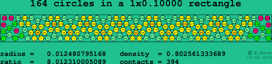 164 circles in a rectangle